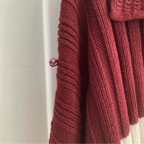 Future Collective XXL Rugby Striped Burgundy and Cream Sweater Mini Dress - Picture 6 of 11